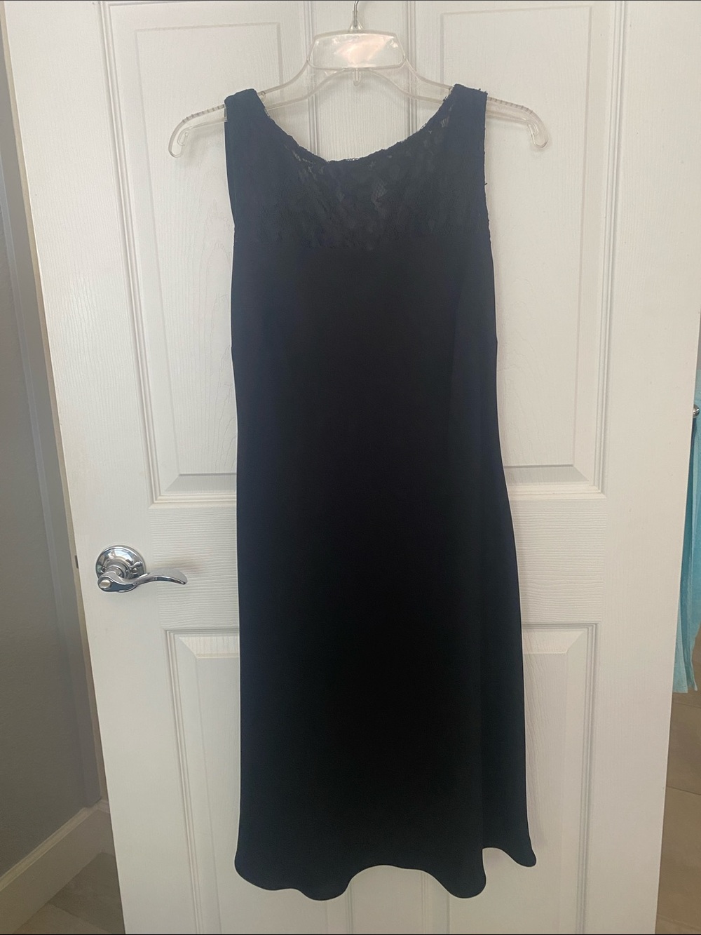 Evan Picone Black Sleeveless Lace Yoke A-Line Dress